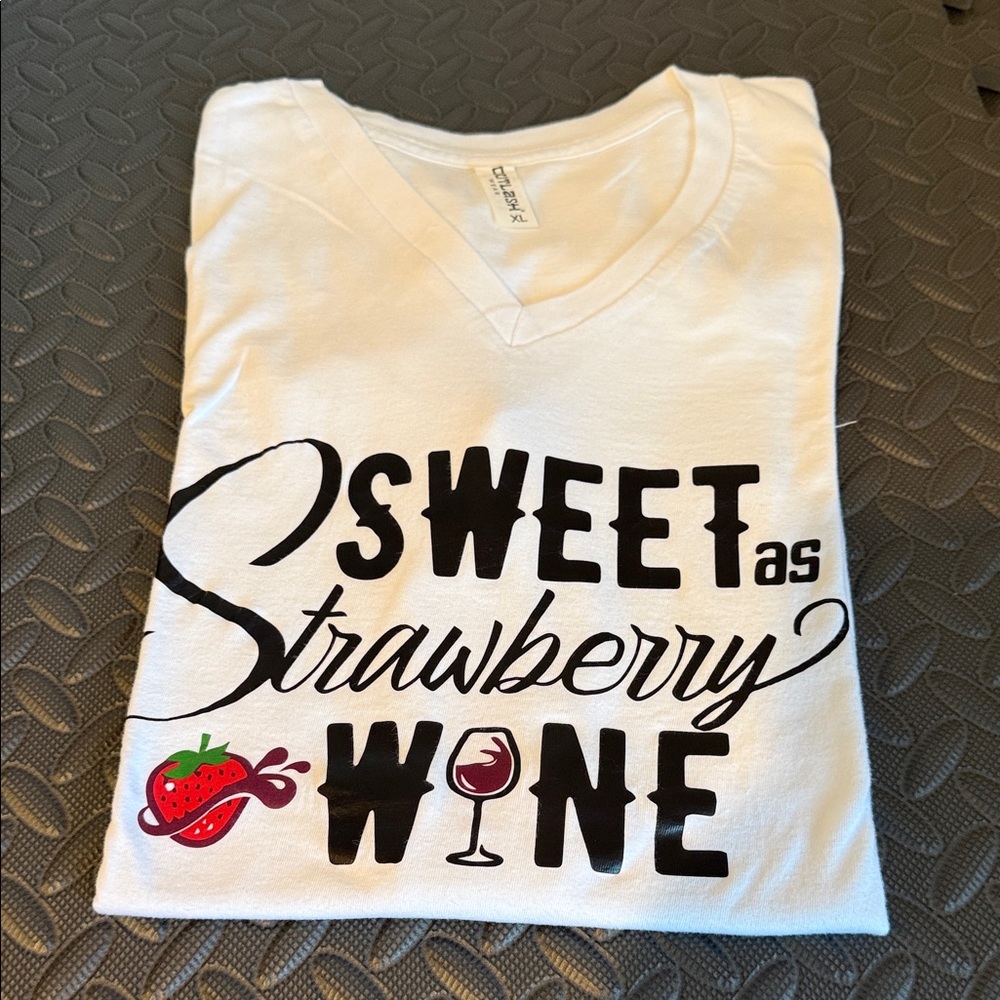 White Graphic Tee - Sweet as Strawberry Wine